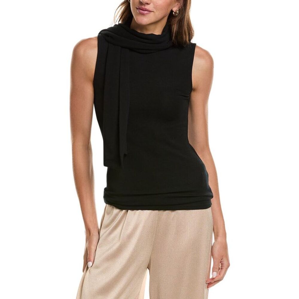Lamarque Womens Jimena Wool-Blend Scarf Top, Black